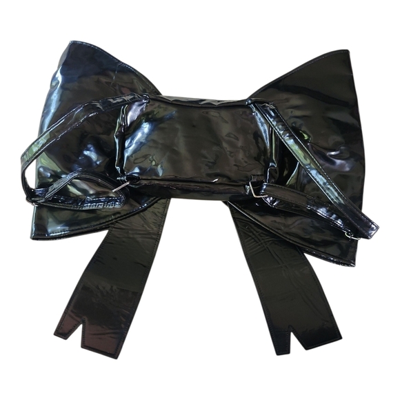 Fortnite Oversized Bow Backpack Black Patent Cosplay Y2K Kawaii Statement Bag - Picture 3 of 10